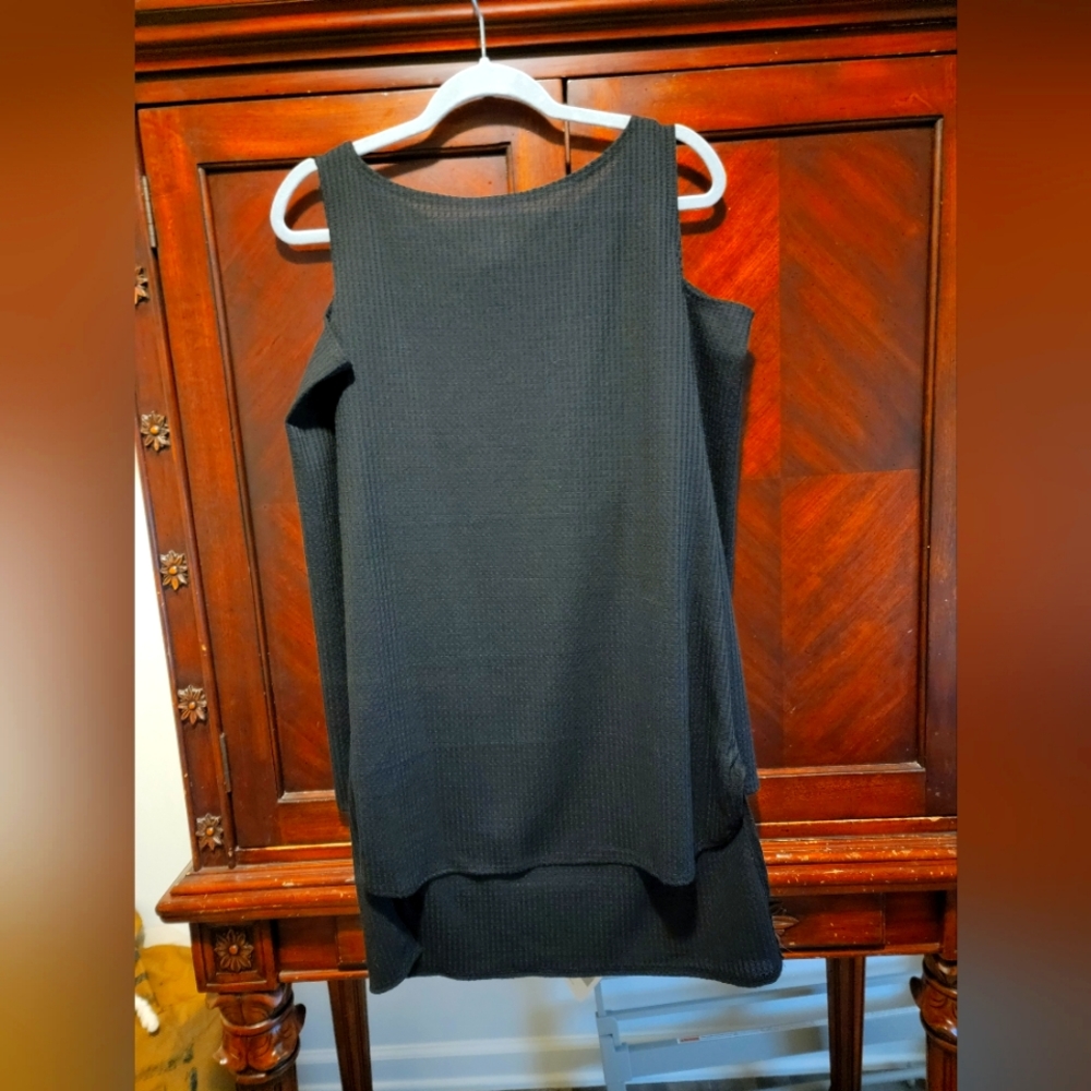 Black Pretty Cult cold shoulder sweater dress, size M